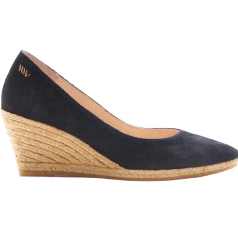 Viscata Black Espadrille Wedges Canvas Upper Pointed Toe Made In Spain Size 11.5